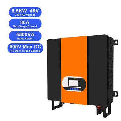 ЖК-дисплей 5.5KW 48V до 110V 220V MPPT Солнечное зарядное устройство Гибридный инвертор с напряжением переменного тока 230VAC